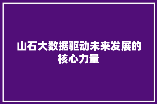 山石大数据驱动未来发展的核心力量