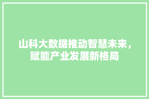山科大数据推动智慧未来，赋能产业发展新格局