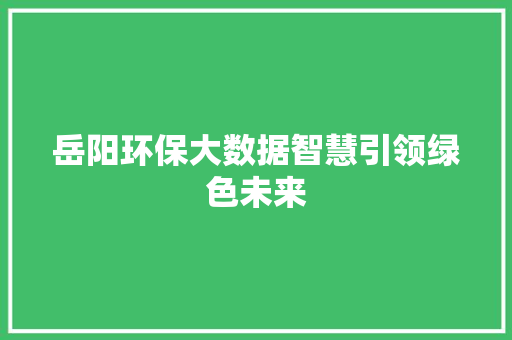 岳阳环保大数据智慧引领绿色未来