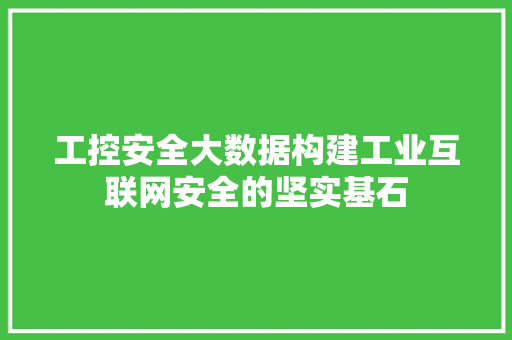 工控安全大数据构建工业互联网安全的坚实基石