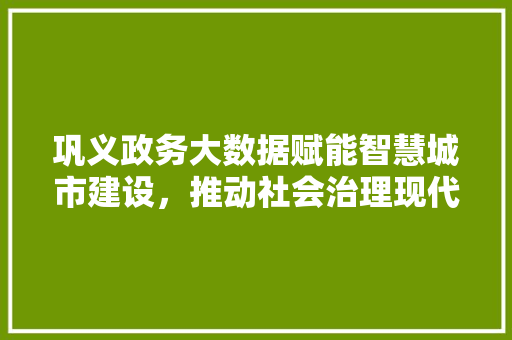 巩义政务大数据赋能智慧城市建设，推动社会治理现代化