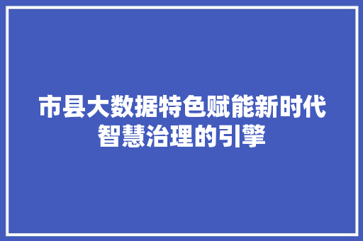 市县大数据特色赋能新时代智慧治理的引擎