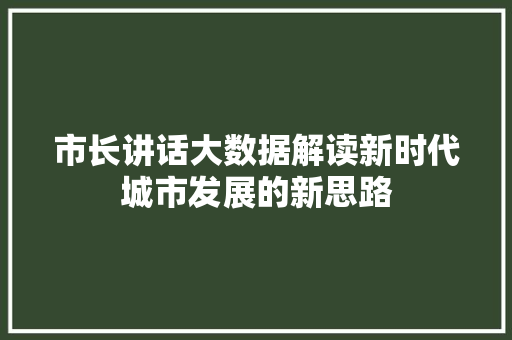 市长讲话大数据解读新时代城市发展的新思路