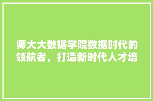 师大大数据学院数据时代的领航者，打造新时代人才培养高地