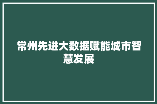 常州先进大数据赋能城市智慧发展