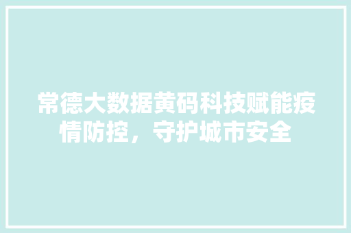 常德大数据黄码科技赋能疫情防控，守护城市安全