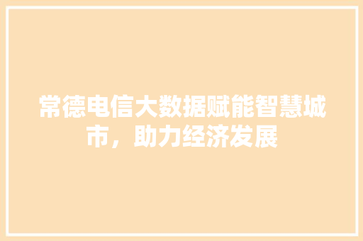 常德电信大数据赋能智慧城市，助力经济发展