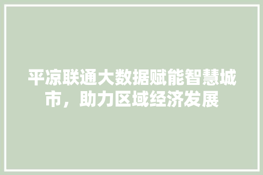 平凉联通大数据赋能智慧城市，助力区域经济发展
