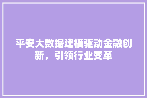 平安大数据建模驱动金融创新，引领行业变革