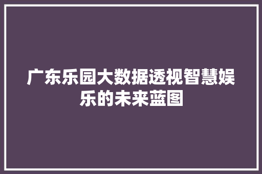 广东乐园大数据透视智慧娱乐的未来蓝图