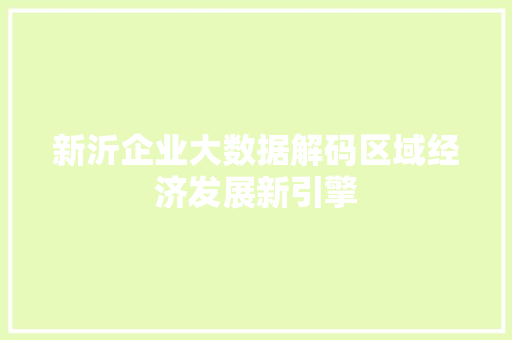新沂企业大数据解码区域经济发展新引擎