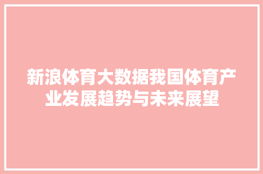 新浪体育大数据我国体育产业发展趋势与未来展望