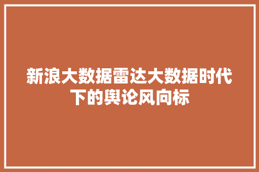 新浪大数据雷达大数据时代下的舆论风向标 新浪大数据雷达大数据时代下的舆论风向标