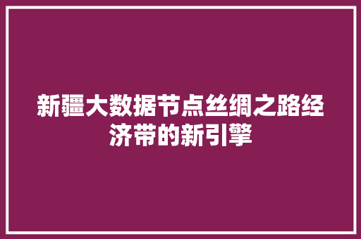 新疆大数据节点丝绸之路经济带的新引擎 新疆大数据节点丝绸之路经济带的新引擎