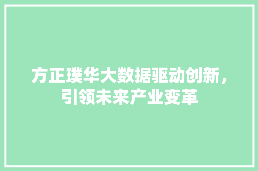 方正璞华大数据驱动创新，引领未来产业变革