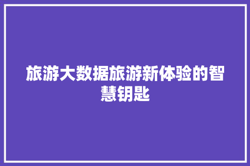 旅游大数据旅游新体验的智慧钥匙
