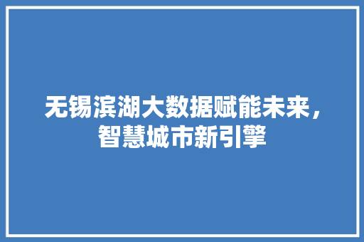 无锡滨湖大数据赋能未来，智慧城市新引擎