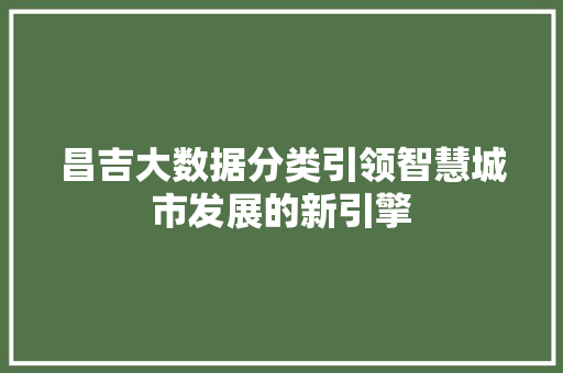 昌吉大数据分类引领智慧城市发展的新引擎