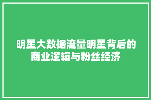 明星大数据流量明星背后的商业逻辑与粉丝经济