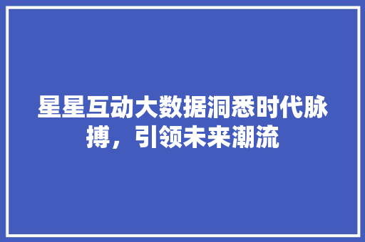 星星互动大数据洞悉时代脉搏，引领未来潮流