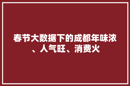 春节大数据下的成都年味浓、人气旺、消费火