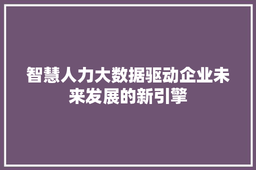 智慧人力大数据驱动企业未来发展的新引擎