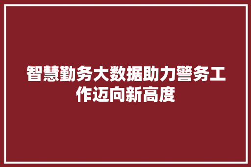 智慧勤务大数据助力警务工作迈向新高度