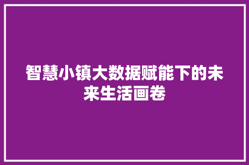 智慧小镇大数据赋能下的未来生活画卷