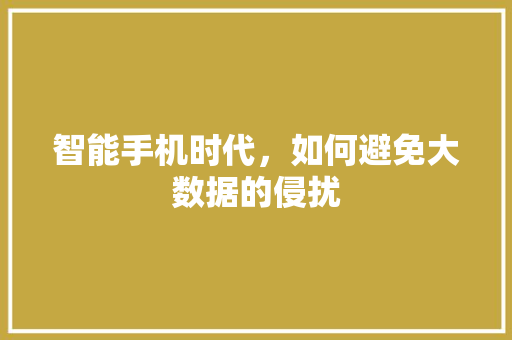 智能手机时代，如何避免大数据的侵扰