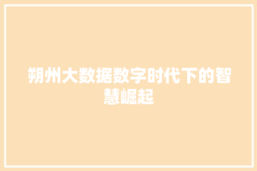 朔州大数据数字时代下的智慧崛起