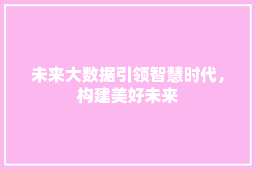 未来大数据引领智慧时代，构建美好未来