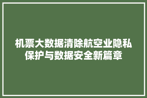 机票大数据清除航空业隐私保护与数据安全新篇章