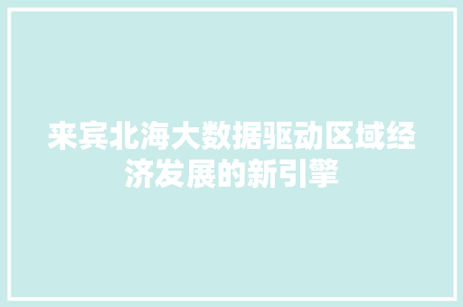 来宾北海大数据驱动区域经济发展的新引擎