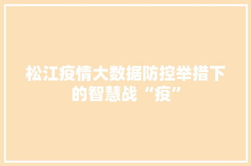 松江疫情大数据防控举措下的智慧战“疫” 电脑配置