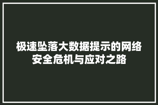 极速坠落大数据提示的网络安全危机与应对之路