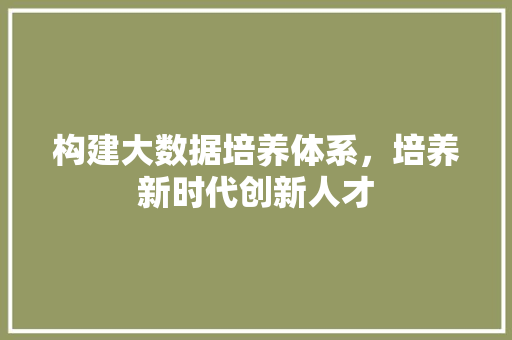构建大数据培养体系，培养新时代创新人才