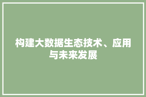 构建大数据生态技术、应用与未来发展