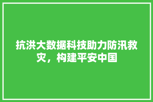 抗洪大数据科技助力防汛救灾，构建平安中国