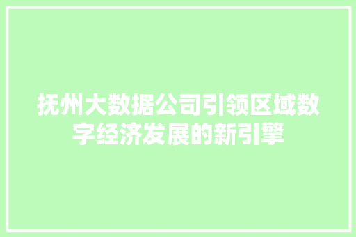 抚州大数据公司引领区域数字经济发展的新引擎 抚州大数据公司引领区域数字经济发展的新引擎