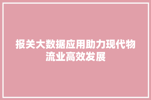 报关大数据应用助力现代物流业高效发展 电脑基础