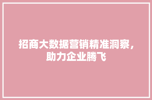 招商大数据营销精准洞察,助力企业腾飞 招商大数据营销精准洞察,助力企业腾飞