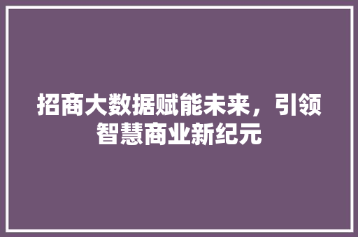 招商大数据赋能未来,引领智慧商业新纪元 招商大数据赋能未来,引领智慧商业新纪元