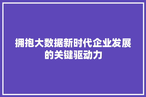 拥抱大数据新时代企业发展的关键驱动力