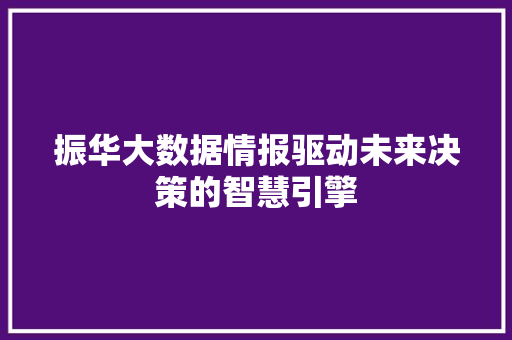 振华大数据情报驱动未来决策的智慧引擎