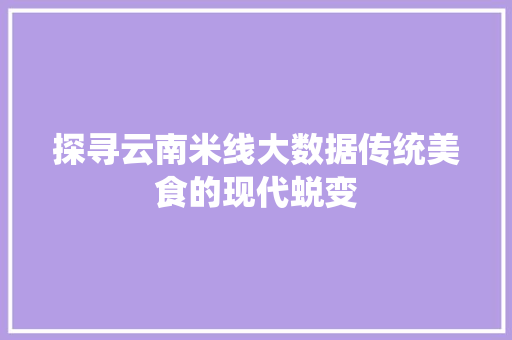 探寻云南米线大数据传统美食的现代蜕变