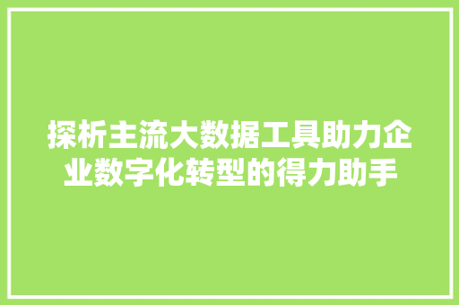 探析主流大数据工具助力企业数字化转型的得力助手 探析主流大数据工具助力企业数字化转型的得力助手