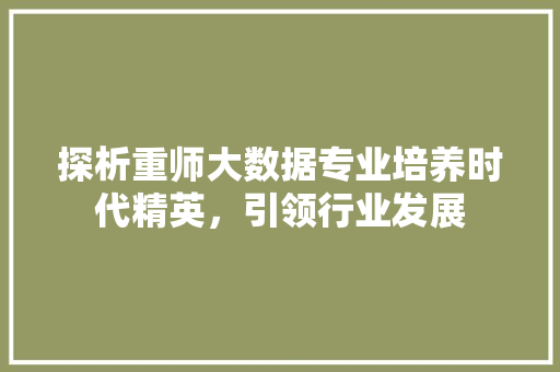 探析重师大数据专业培养时代精英,引领行业发展 探析重师大数据专业培养时代精英,引领行业发展