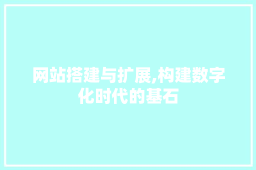 网站搭建与扩展,构建数字化时代的基石 网站搭建与扩展,构建数字化时代的基石 网络技术