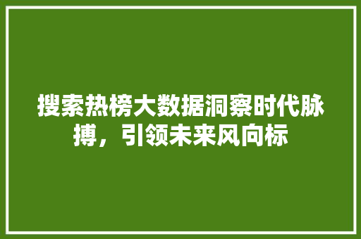 搜索热榜大数据洞察时代脉搏,引领未来风向标 搜索热榜大数据洞察时代脉搏,引领未来风向标