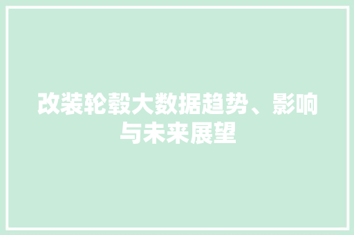 改装轮毂大数据趋势、影响与未来展望